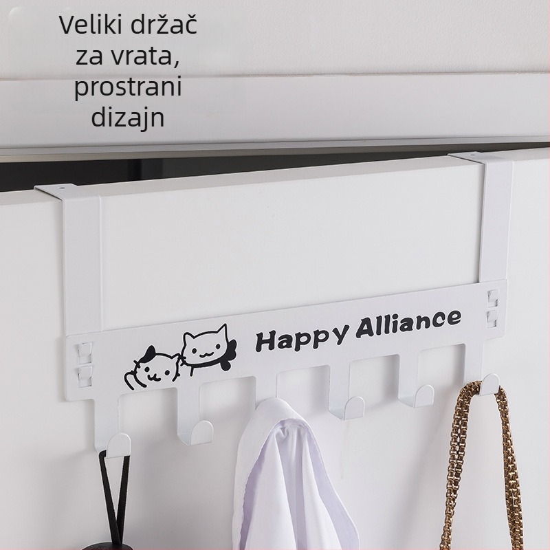 Metalni vješalica za vrata bez bušenja, tri reda vješalica, moderni minimalistički dizajn, nosivost do 5 kg