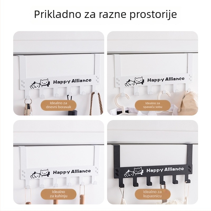 Metalni vješalica za vrata bez bušenja, tri reda vješalica, moderni minimalistički dizajn, nosivost do 5 kg