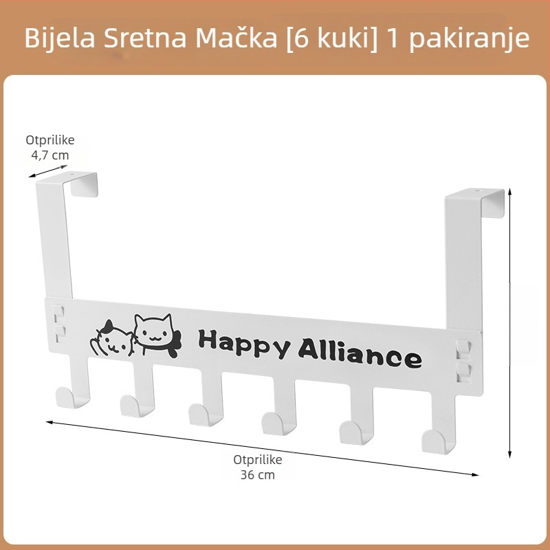 Metalni vješalica za vrata bez bušenja, tri reda vješalica, moderni minimalistički dizajn, nosivost do 5 kg