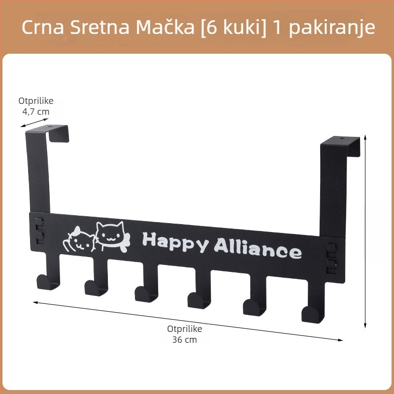 Metalni vješalica za vrata bez bušenja, tri reda vješalica, moderni minimalistički dizajn, nosivost do 5 kg