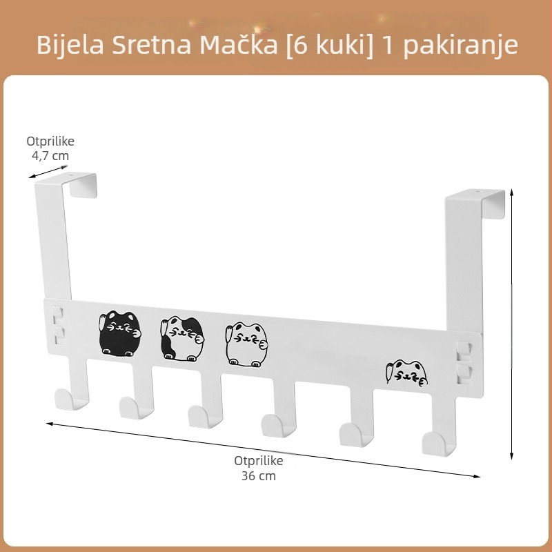 Metalni vješalica za vrata bez bušenja, tri reda vješalica, moderni minimalistički dizajn, nosivost do 5 kg