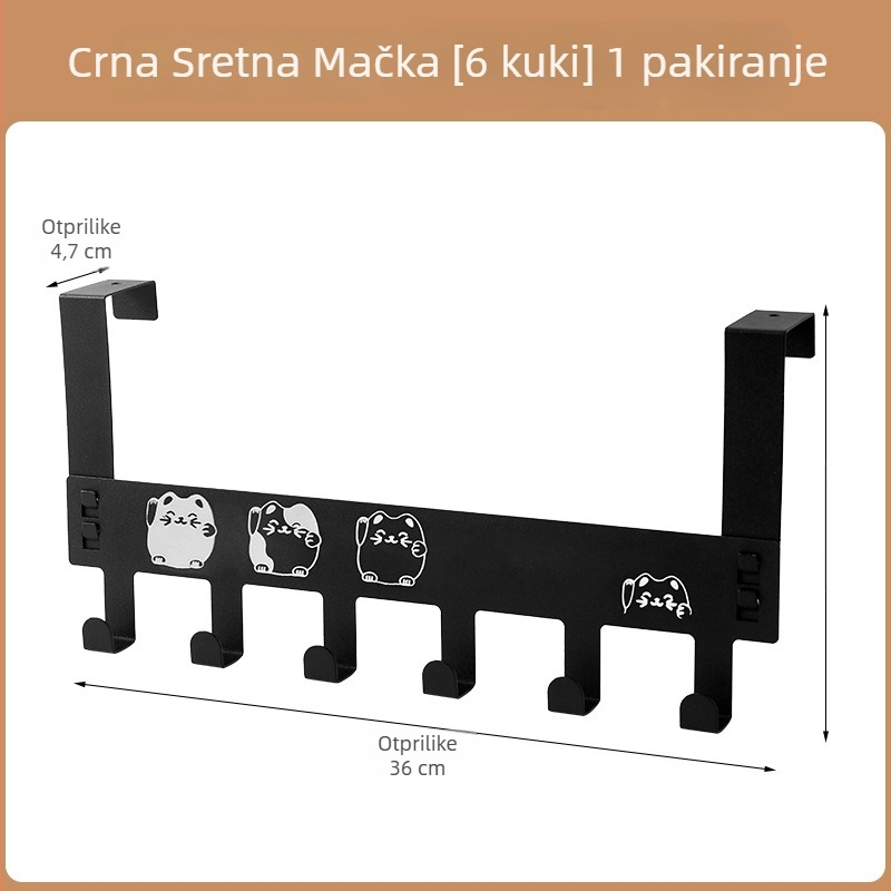 Metalni vješalica za vrata bez bušenja, tri reda vješalica, moderni minimalistički dizajn, nosivost do 5 kg