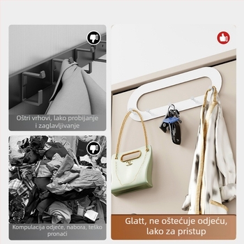 Vješalica za vrata bez bušenja – samoljepljiva, od mangan čelika, elektroplatirani završetak, za stražnja vrata i vrata hladnjaka, moderni minimalistički stil