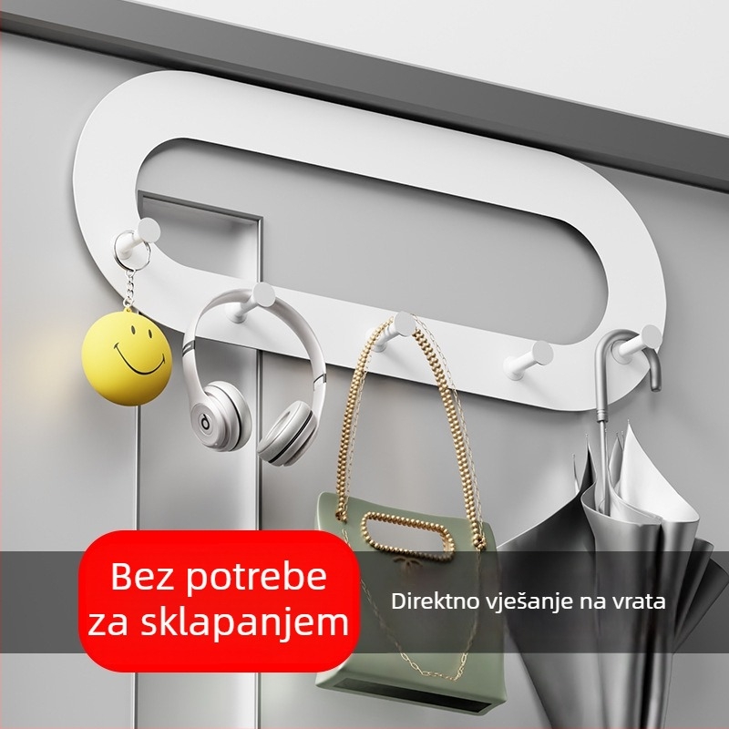 Vješalica za vrata bez bušenja – samoljepljiva, od mangan čelika, elektroplatirani završetak, za stražnja vrata i vrata hladnjaka, moderni minimalistički stil