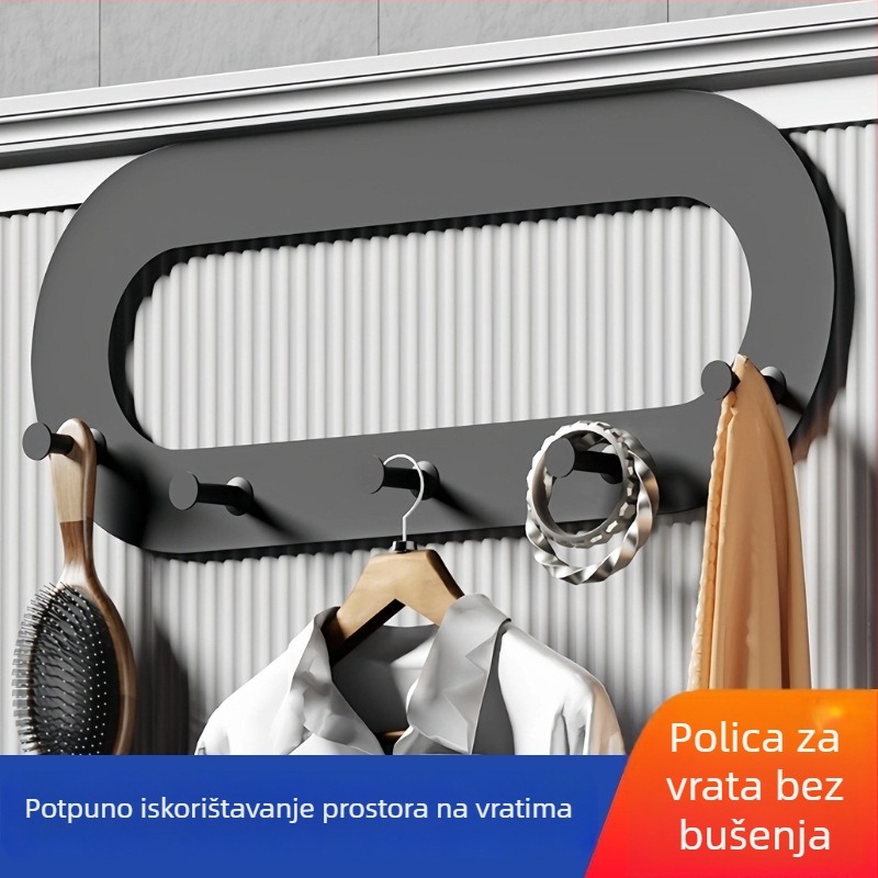 Vješalica za vrata bez bušenja – samoljepljiva, od mangan čelika, elektroplatirani završetak, za stražnja vrata i vrata hladnjaka, moderni minimalistički stil