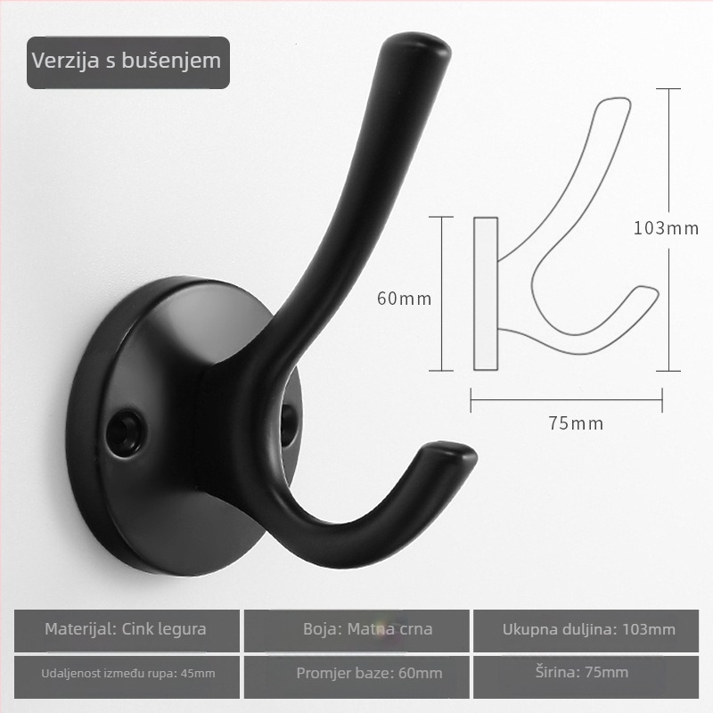 Kuka za odjeću od cinkovog legura, zidna, Model 2103, Emperor Seal, garderoba, moderni minimalistički stil