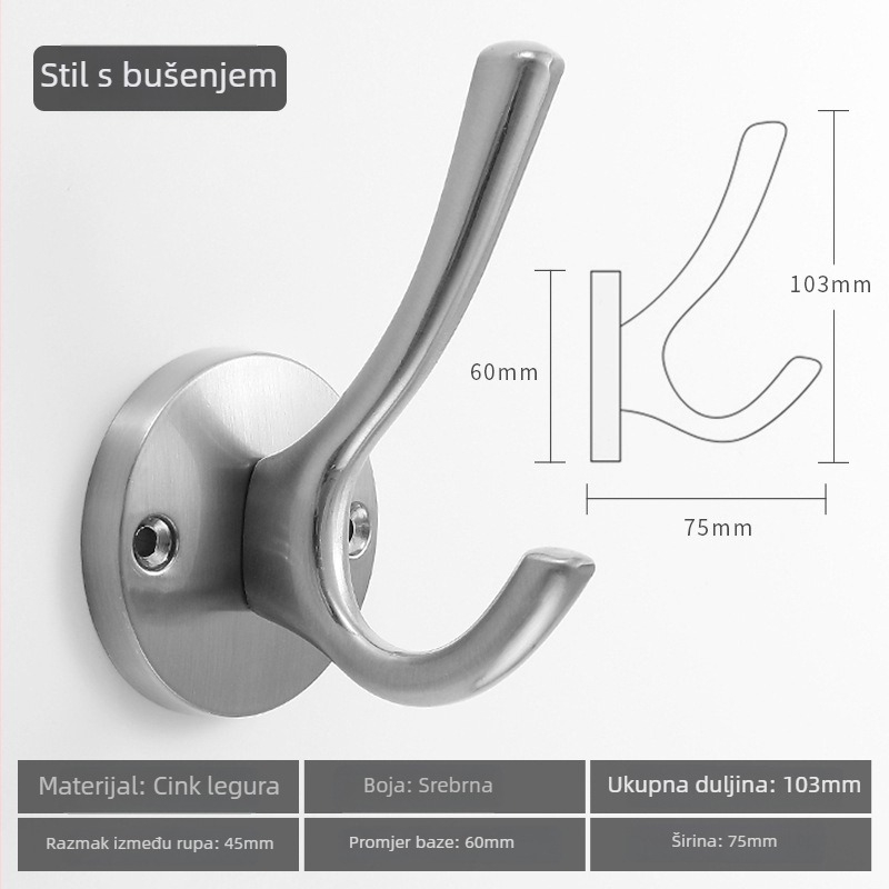 Kuka za odjeću od cinkovog legura, zidna, Model 2103, Emperor Seal, garderoba, moderni minimalistički stil