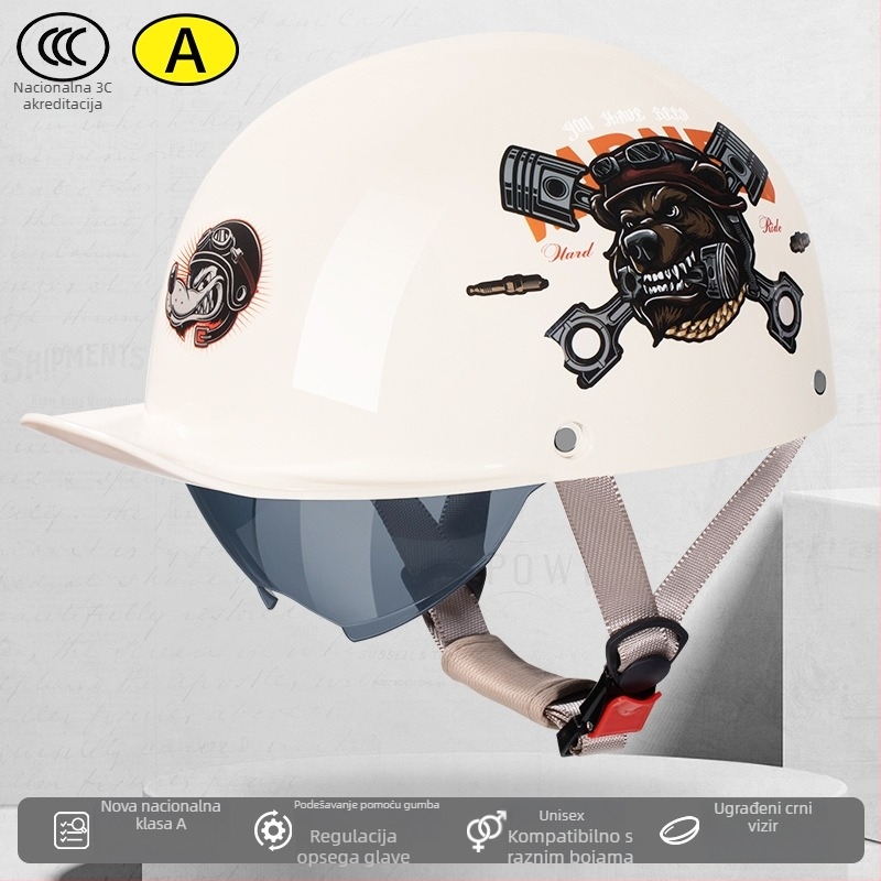 Andia polu-šlem za motocikle, ABS, 3C certifikat, za odrasle, sve sezone