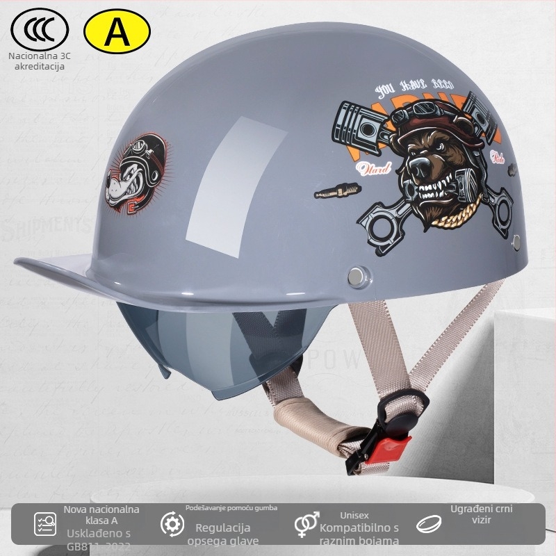 Andia polu-šlem za motocikle, ABS, 3C certifikat, za odrasle, sve sezone