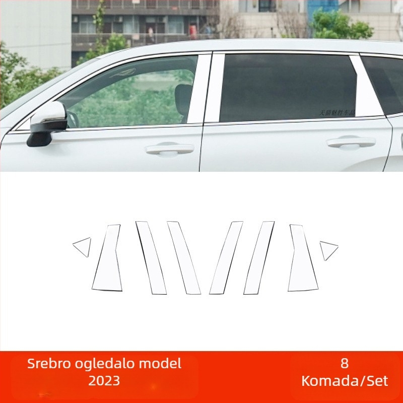 Honda CR-V (2012–2025) Ozdobni trak za srednji stup prozora – nehrđajući čelik, crni titan završna obrada, set karoserije