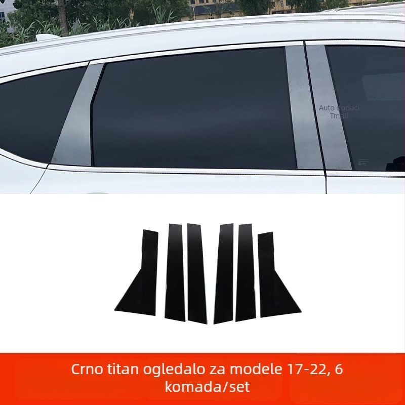 Honda CR-V (2012–2025) Ozdobni trak za srednji stup prozora – nehrđajući čelik, crni titan završna obrada, set karoserije