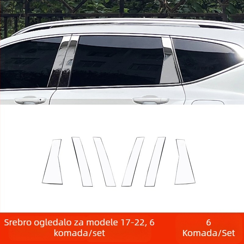 Honda CR-V (2012–2025) Ozdobni trak za srednji stup prozora – nehrđajući čelik, crni titan završna obrada, set karoserije