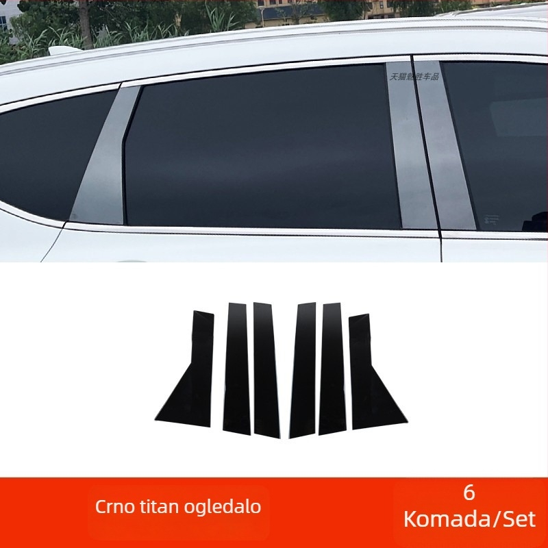 Honda CR-V (2012–2025) Ozdobni trak za srednji stup prozora – nehrđajući čelik, crni titan završna obrada, set karoserije