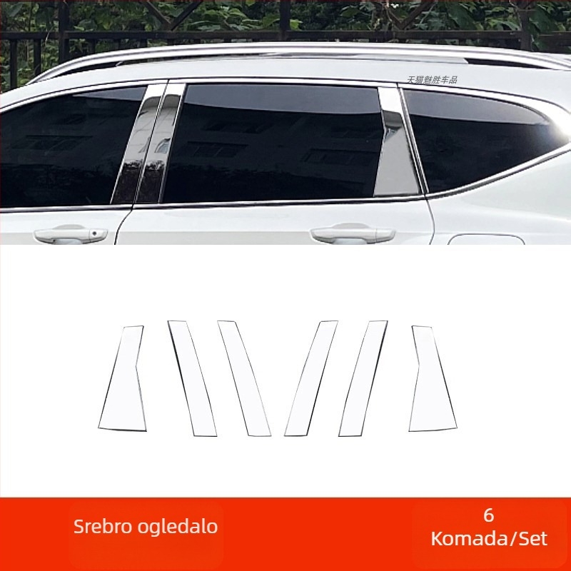 Honda CR-V (2012–2025) Ozdobni trak za srednji stup prozora – nehrđajući čelik, crni titan završna obrada, set karoserije