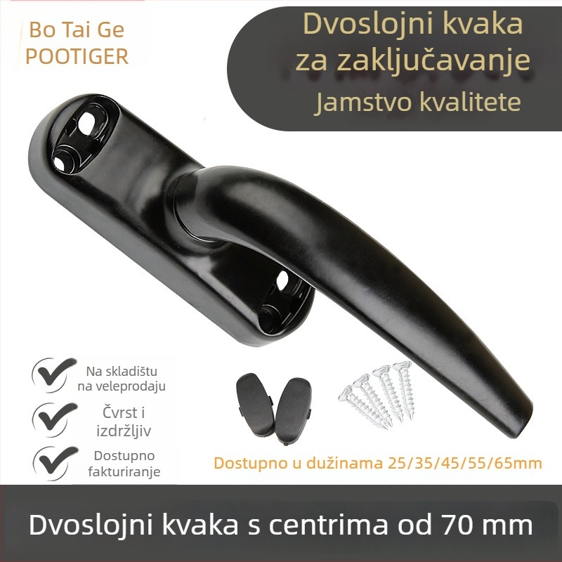 Dvopunktna kvaka za vrata i prozore — aluminijska legura; površina: sprej lak; za vrata i prozore; model: Drugo; stil: moderni minimalistički