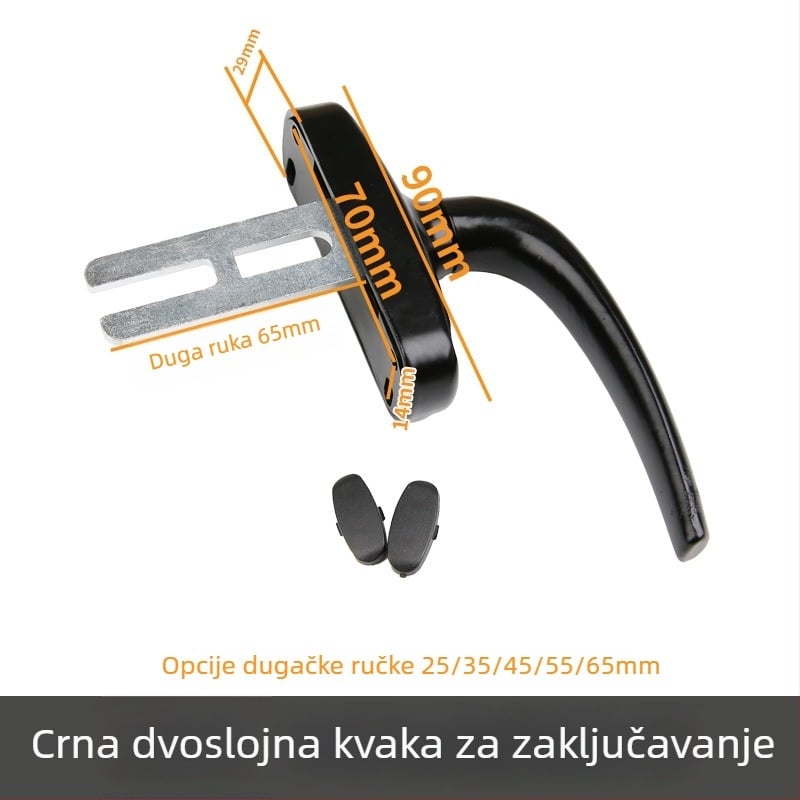 Dvopunktna kvaka za vrata i prozore — aluminijska legura; površina: sprej lak; za vrata i prozore; model: Drugo; stil: moderni minimalistički