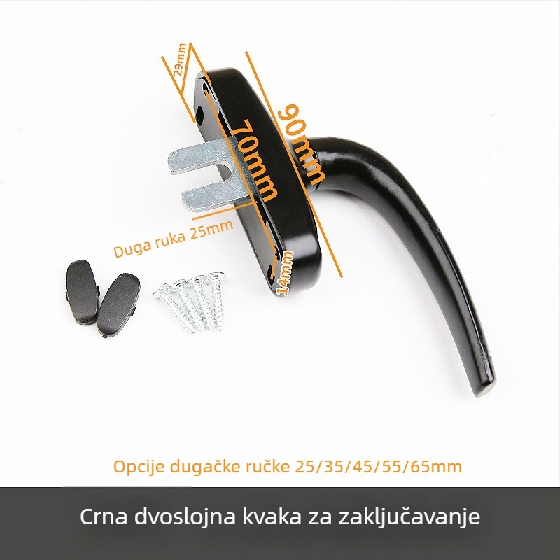 Dvopunktna kvaka za vrata i prozore — aluminijska legura; površina: sprej lak; za vrata i prozore; model: Drugo; stil: moderni minimalistički