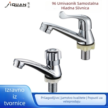 Kuhinjska slavina za umivaonik od legure, za ploču, s jednim otvorom, brzo otvaranje, keramički disk ventil, 0–60°C, 0,6 MPa, 20 mm ulaz/izlaz, model Jq-10874