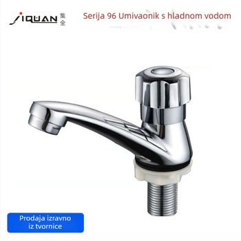 Kuhinjska slavina za umivaonik od legure, za ploču, s jednim otvorom, brzo otvaranje, keramički disk ventil, 0–60°C, 0,6 MPa, 20 mm ulaz/izlaz, model Jq-10874