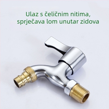 Slavina za perilicu rublja - cinkova legura, keramički jezgreni ventil, zidna okretna instalacija, 4‑točkovni ulaz/izlaz, model 4984516