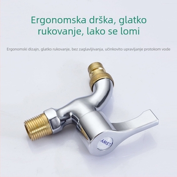 Slavina za perilicu rublja - cinkova legura, keramički jezgreni ventil, zidna okretna instalacija, 4‑točkovni ulaz/izlaz, model 4984516