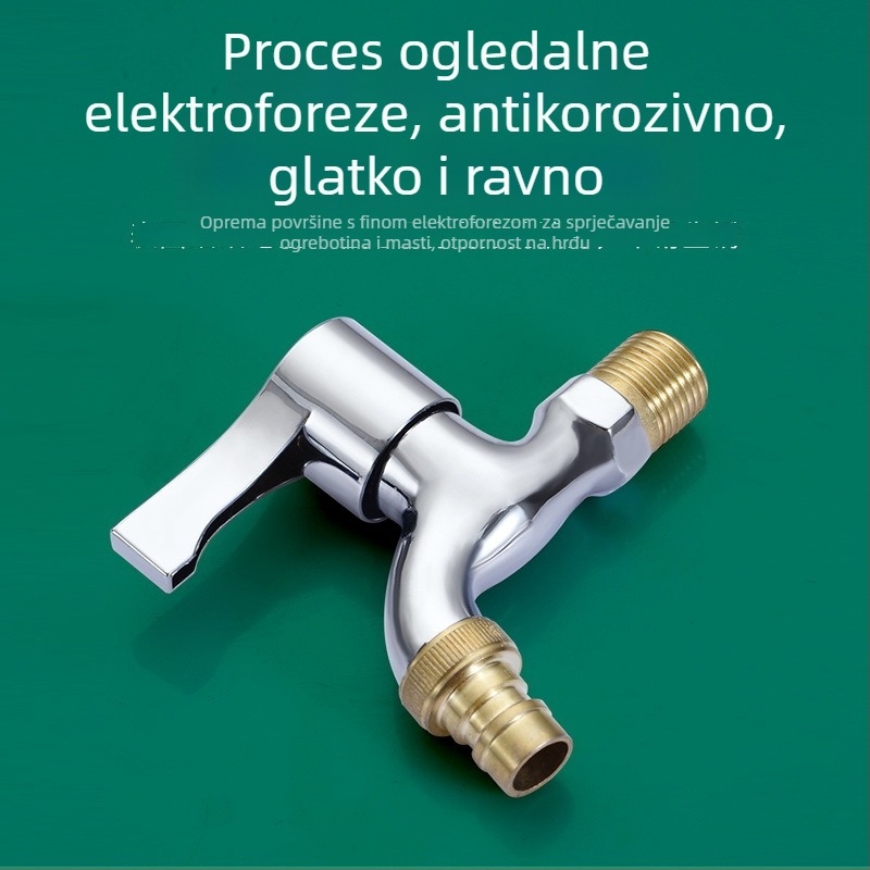 Slavina za perilicu rublja - cinkova legura, keramički jezgreni ventil, zidna okretna instalacija, 4‑točkovni ulaz/izlaz, model 4984516