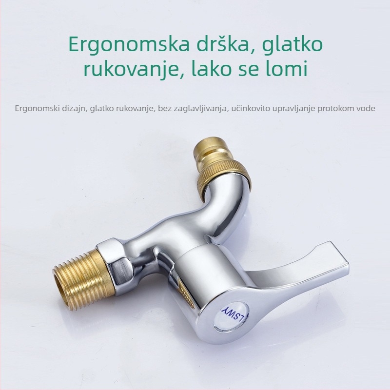 Slavina za perilicu rublja - cinkova legura, keramički jezgreni ventil, zidna okretna instalacija, 4‑točkovni ulaz/izlaz, model 4984516
