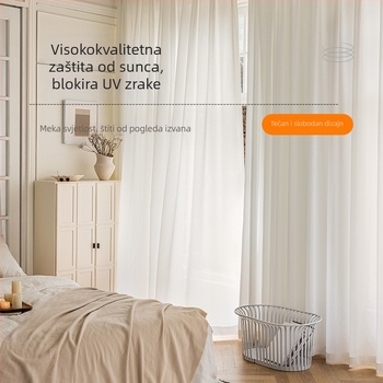 Mrežasta zavjesa za zakrivljene prozore; poliester; prozirna; pogodna za dnevni boravak, spavaću sobu, radnu sobu, balkon