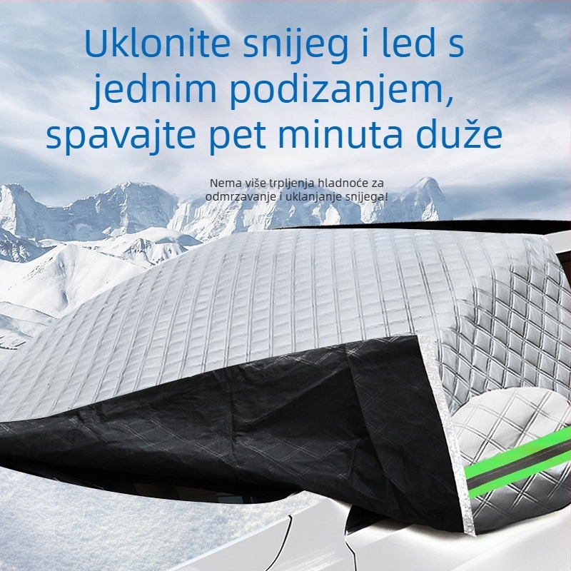 Bymaocar Navlaka za snijeg za prednje vjetrobransko staklo – aluminijski film, univerzalno, montaža snap-in