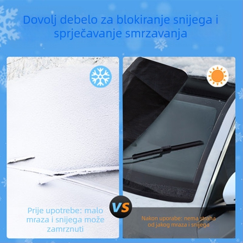 Bymaocar Navlaka za snijeg za prednje vjetrobransko staklo – aluminijski film, univerzalno, montaža snap-in
