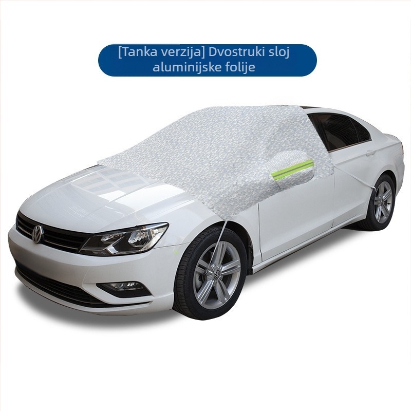 Bymaocar Navlaka za snijeg za prednje vjetrobransko staklo – aluminijski film, univerzalno, montaža snap-in