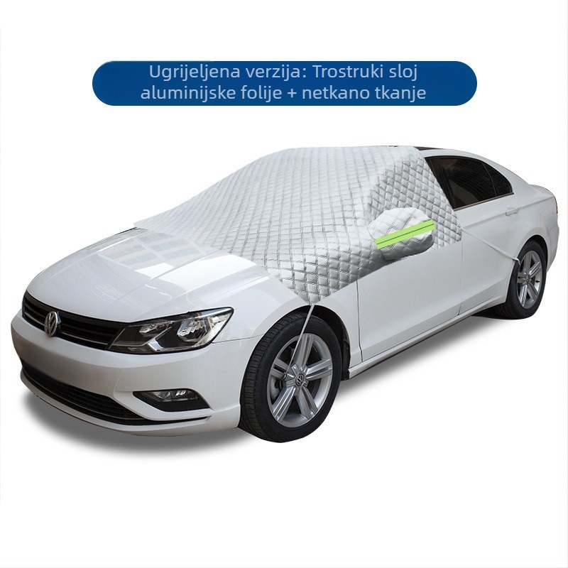 Bymaocar Navlaka za snijeg za prednje vjetrobransko staklo – aluminijski film, univerzalno, montaža snap-in