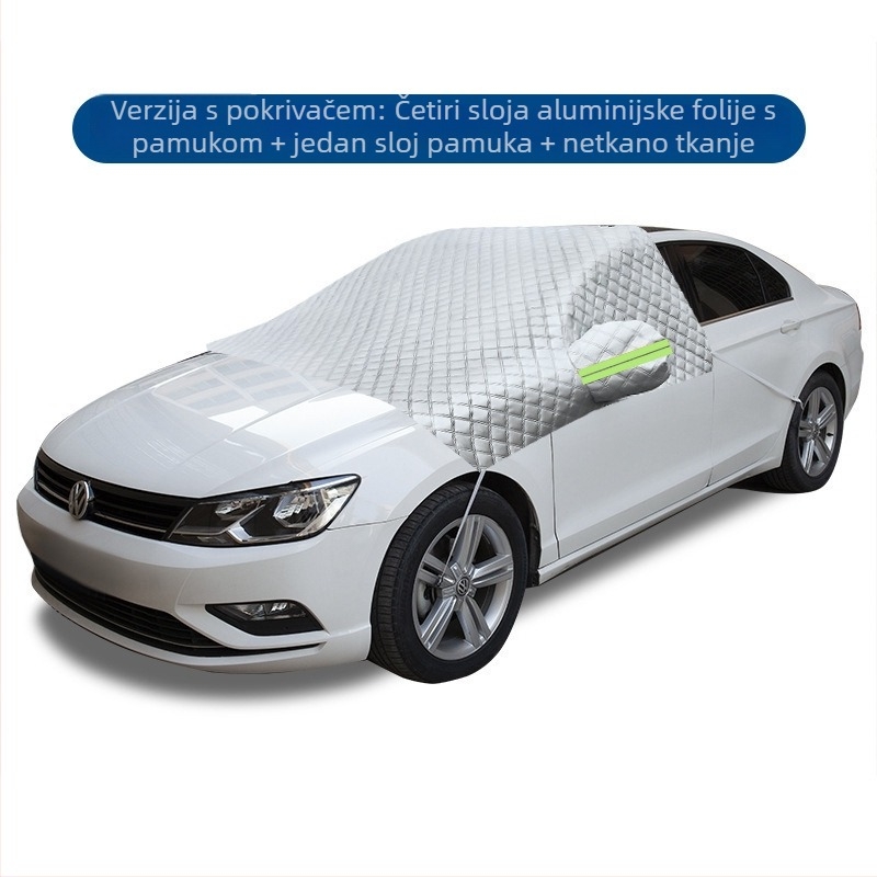 Bymaocar Navlaka za snijeg za prednje vjetrobransko staklo – aluminijski film, univerzalno, montaža snap-in