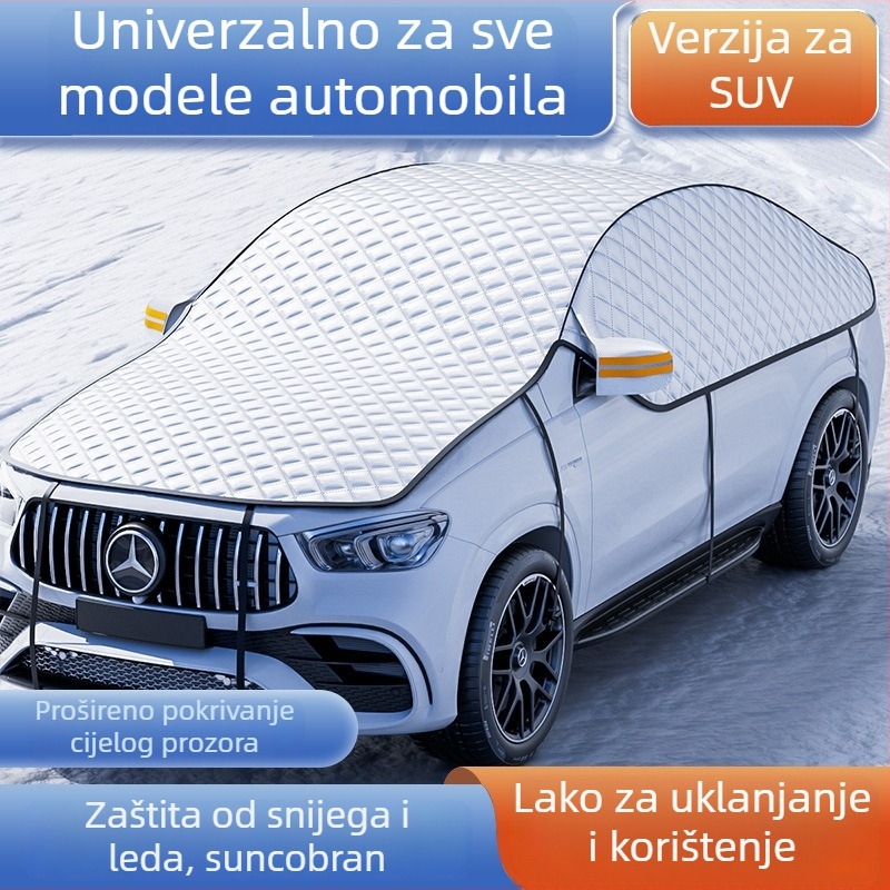 Bymaocar Navlaka za snijeg za prednje vjetrobransko staklo – aluminijski film, univerzalno, montaža snap-in