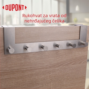 Kuka za vrata s četiri kukice, od nehrđajućeg čelika, brušeni završetak, okretna, bez bušenja, pogodna za vrata soba, kupaonice ili ulaza, za ključeve, torbe i odjeću | Marka DuPont