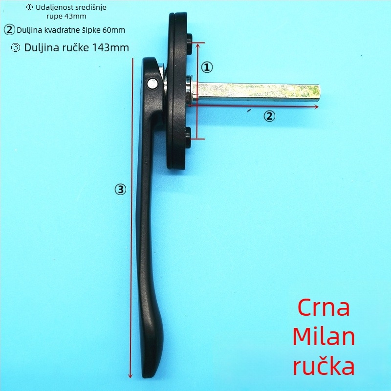 Yar 059 kvadratna ručica s osovinom – cinkova legura, plosna i skrivena, moderan stil