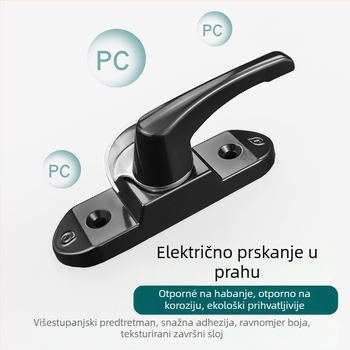 Polumjesečna brava za aluminijske prozore i vrata - model 002, materijal: aluminijski spoj, površinska obrada: lakiranje, stil: moderni jednostavni