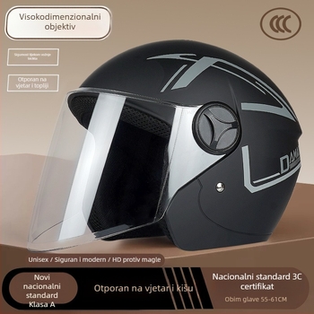 Kaciga za električni motocikl, 3/4 stil, ABS, 3C certifikat, za odrasle, zimska uporaba (ABS, 3C certifikat, 3/4 stil, odrasli, zima)