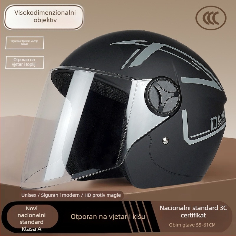 Kaciga za električni motocikl, 3/4 stil, ABS, 3C certifikat, za odrasle, zimska uporaba (ABS, 3C certifikat, 3/4 stil, odrasli, zima)