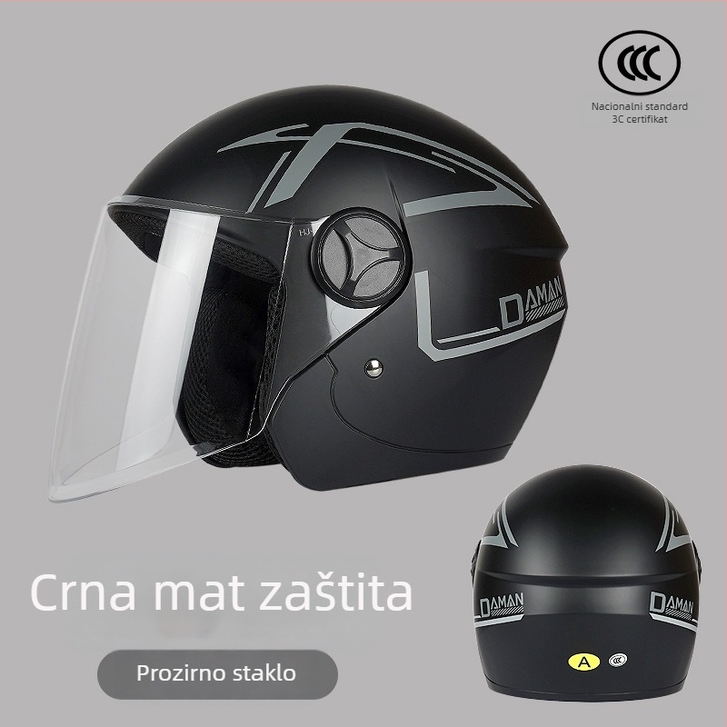 Kaciga za električni motocikl, 3/4 stil, ABS, 3C certifikat, za odrasle, zimska uporaba (ABS, 3C certifikat, 3/4 stil, odrasli, zima)