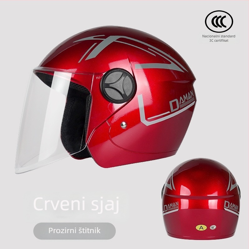 Kaciga za električni motocikl, 3/4 stil, ABS, 3C certifikat, za odrasle, zimska uporaba (ABS, 3C certifikat, 3/4 stil, odrasli, zima)