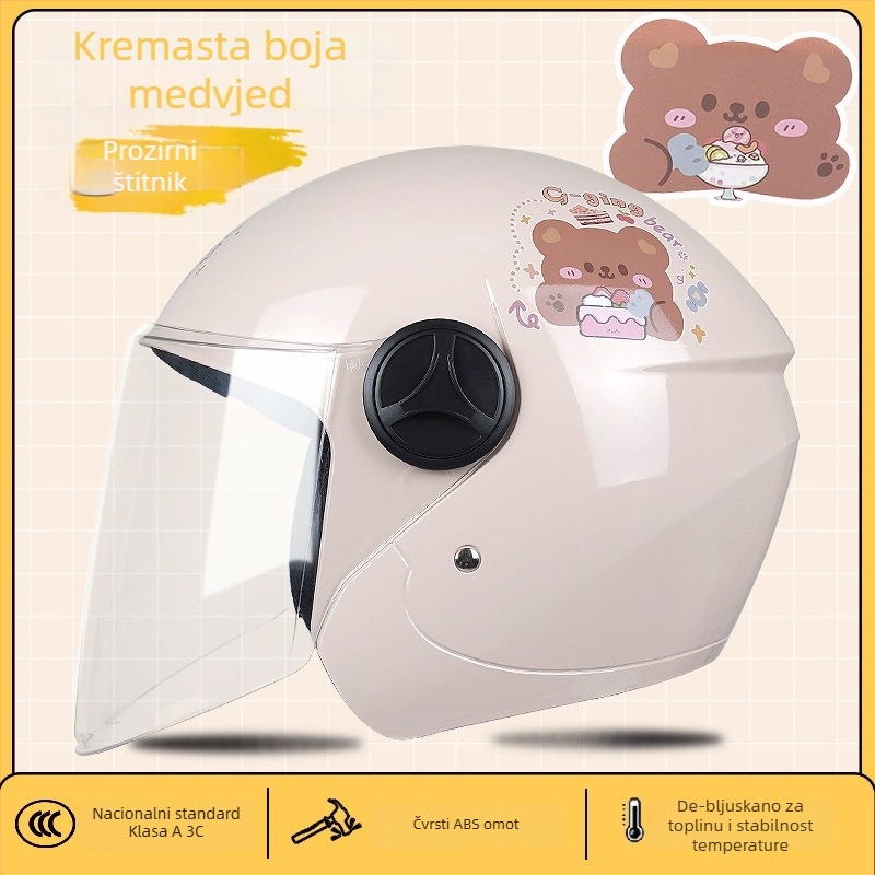 Kaciga za električni motocikl, 3/4 stil, ABS, 3C certifikat, za odrasle, zimska uporaba (ABS, 3C certifikat, 3/4 stil, odrasli, zima)