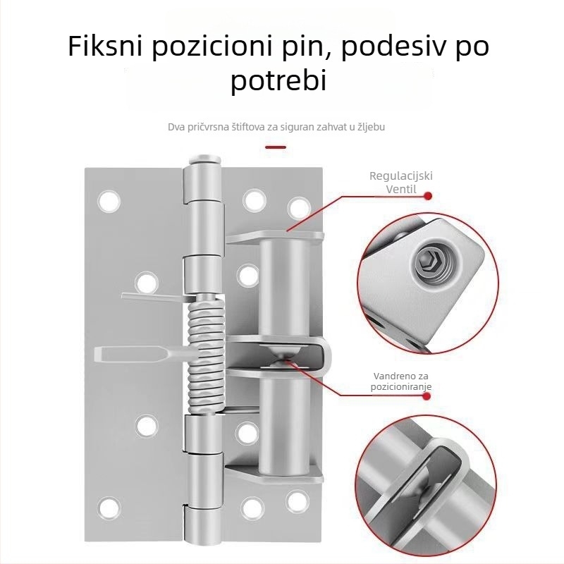 Skriveni mehanizam zatvaranja vrata za drvena vrata - automatsko zatvaranje, 90° pozicija, željezna konstrukcija