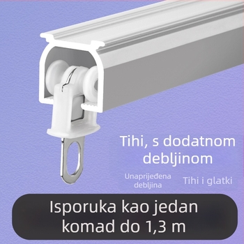 Sustav tračnica za zavjese — ravna tračnica, jednostruka/dvostruka tračnica, montaža na gornji ili bočni nosač, debeli plast, tih hod