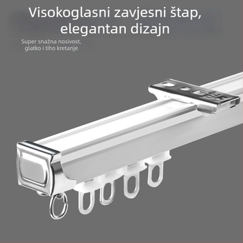 Sustav tračnica za zavjese — ravna tračnica, jednostruka/dvostruka tračnica, montaža na gornji ili bočni nosač, debeli plast, tih hod