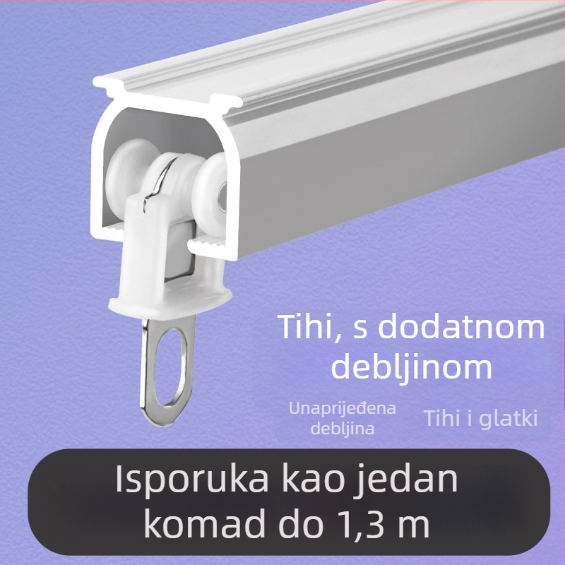 Sustav tračnica za zavjese — ravna tračnica, jednostruka/dvostruka tračnica, montaža na gornji ili bočni nosač, debeli plast, tih hod