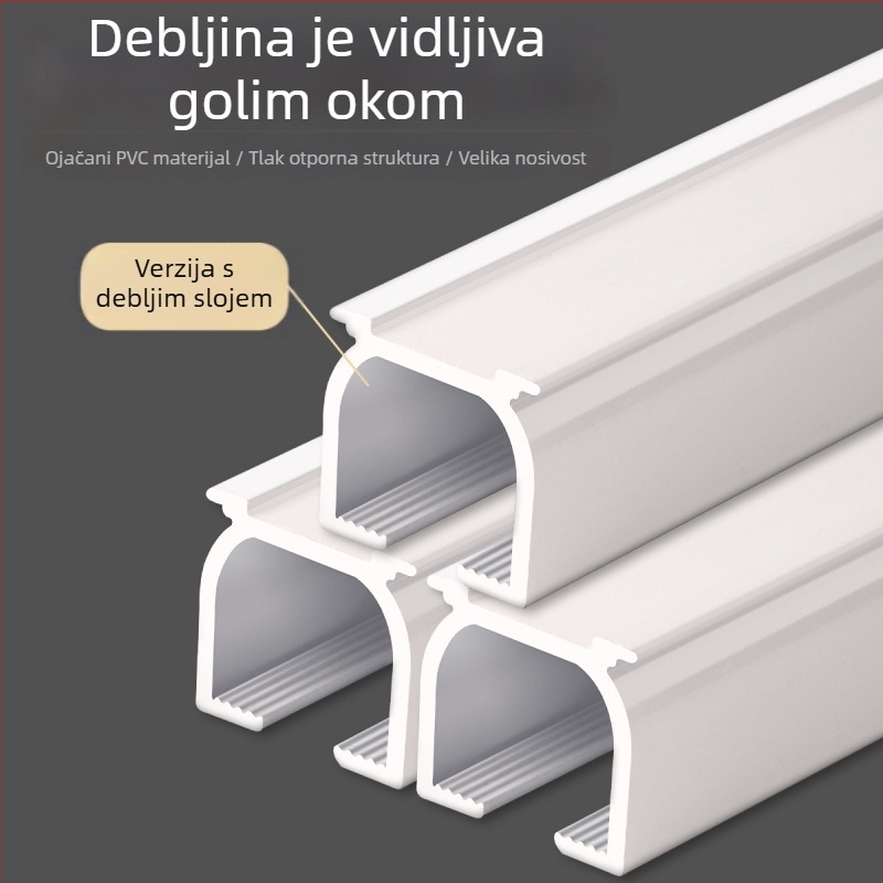 Sustav tračnica za zavjese — ravna tračnica, jednostruka/dvostruka tračnica, montaža na gornji ili bočni nosač, debeli plast, tih hod