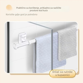 Šipka za zavjese bez bušenja, ljepilo za zid, aluminijska legura, pogodna za garderobu i sušenje odjeće