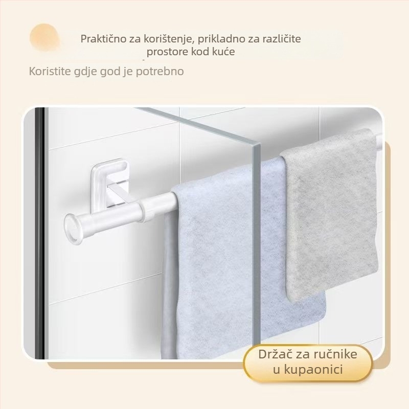 Šipka za zavjese bez bušenja, ljepilo za zid, aluminijska legura, pogodna za garderobu i sušenje odjeće