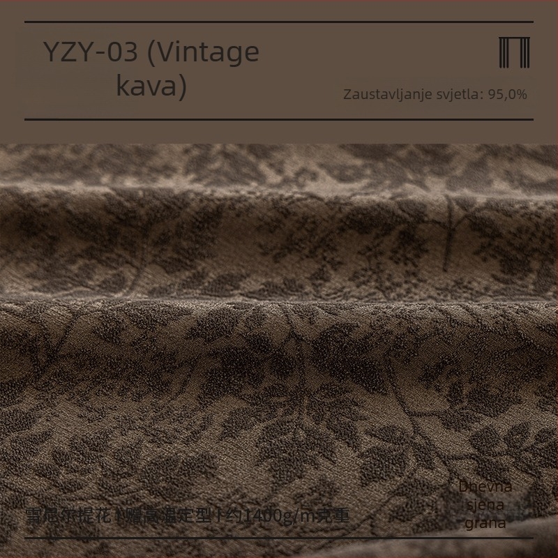 Francuske stil reljefne chenille blackout zavjese, krem boje, za dnevni boravak i spavaću sobu, s motivom biljaka